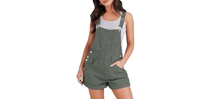 Anrabess Women's Loose - Loose-Fit Adjustable Denim Short Overalls