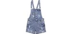 AvaCostume Women's Wash - Distressed Denim Overall Shorts with Adjustable Straps