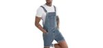 Generic Men's Romper - Casual Denim Bib Romper Shorts for Men