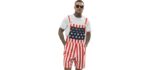 Giftdigger Men's American Flag - Patriotic Denim Bib Overalls with Flag Stripes