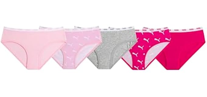 PUMA Tag-Free - Girls Cotton Bikini Underwear, 5-Pack