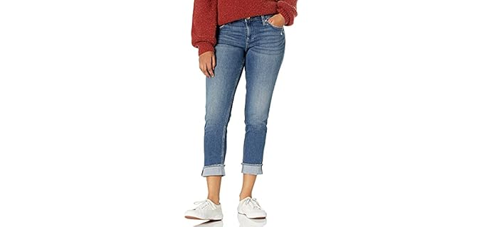 Riders by Lee Indigo Fringe Cuff - Stretch Boyfriend Jeans with Rolled Fringe Hem