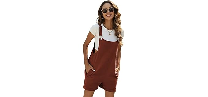 Yeokou Women's Cotton Linen - Casual Summer Cotton-Linen Short Overalls