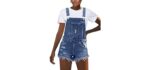 Luvamia Women's Ripped - Vintage Distressed Denim Short Overalls