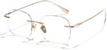 Cyxus Rimless Pure Titanium Blue Light Blocking Glasses, Ultra Lightweight Frameless Computer Eyewear, Minimalist Anti Screen Glare Filter Glasses for Office, Business, Men Women