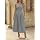Wenrine Womens Halter V Neck Corset Maxi Dresses Summer Plaid Smocked Dress